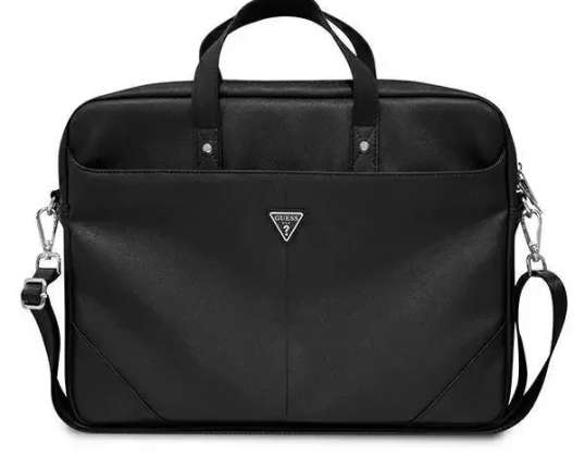 Guess Bag GUCB15PSATLK 16" zwart/ zwart Saffiano Triangle Logo