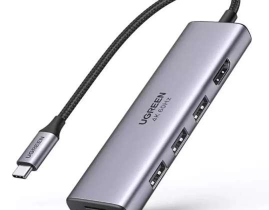 Ugreen 6in1 Multifunksjonell USB Type-C HUB - 3x USB 3.2 Gen 1 / HDMI 4K 6