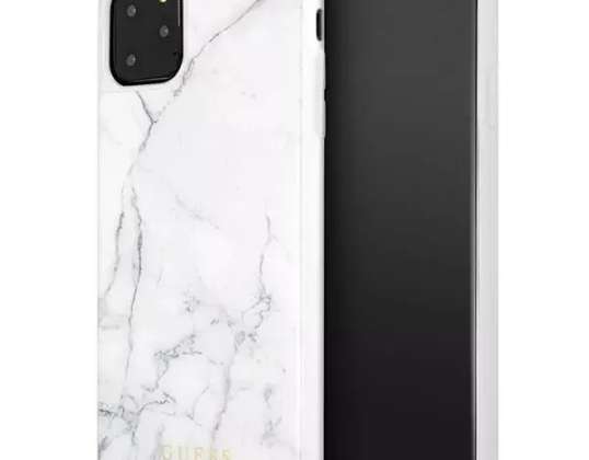 Case Guess GUHCN65HYMAWH pour Apple iPhone 11 Pro Max blanc / blanc Marbre
