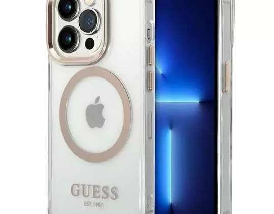 Case Guess GUHMP14LHTRMD for Apple iPhone 14 Pro 6,1" gold/gold hard c
