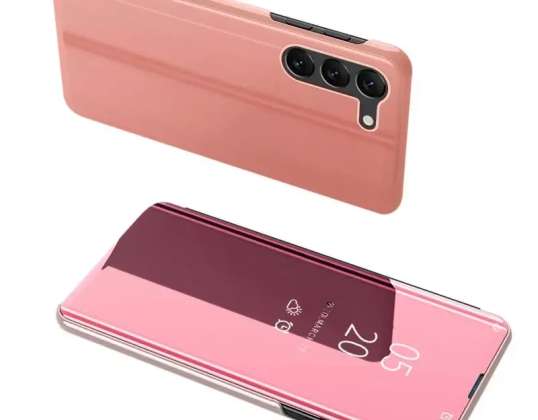 Прозрачный вид чехол для Samsung Galaxy S23 Обложка Флип розовый