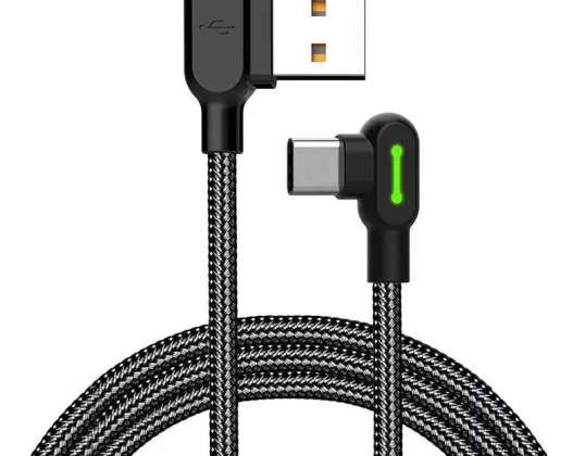 USB till USB-C-kabel vinklad Mcdodo CA-5280 LED, 3m (svart)