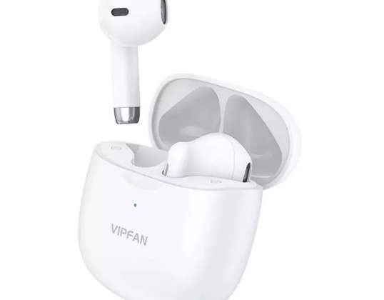 TWS Vipfan T06 trådlösa hörlurar, Bluetooth 5.0 (vit)