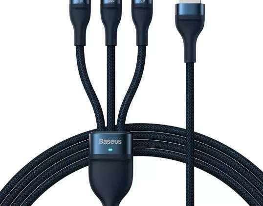 Baseus Flash Series 3-i-1 USB-kabel, USB-C + Micro USB + Lightning, 100W