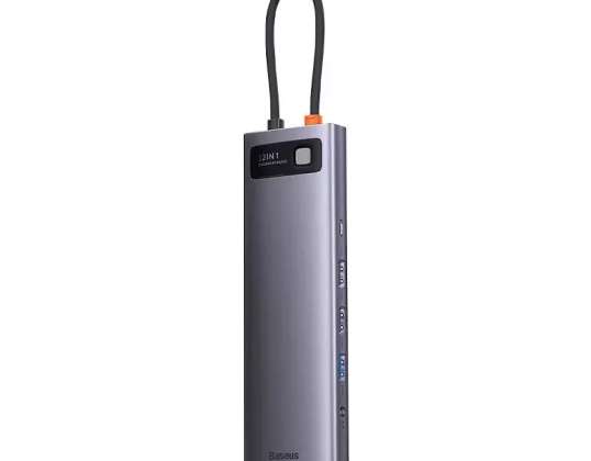 Baseus Metal Gleam -sarjan USB-C 12in1 -keskitin (harmaa)