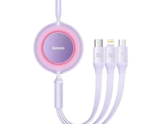 "Baseus Bright Mirror 4 3in1" USB-C laidas, "micro USB" / "Lightning" / USB-C,