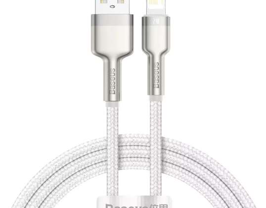 USB kabelis Lightning Baseus Cafule, 2.4A, 1m (balts)