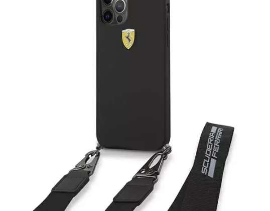 Ferrari iPhone 12/12 Pro 6,1" svart / svart hardcase på sporet silikon