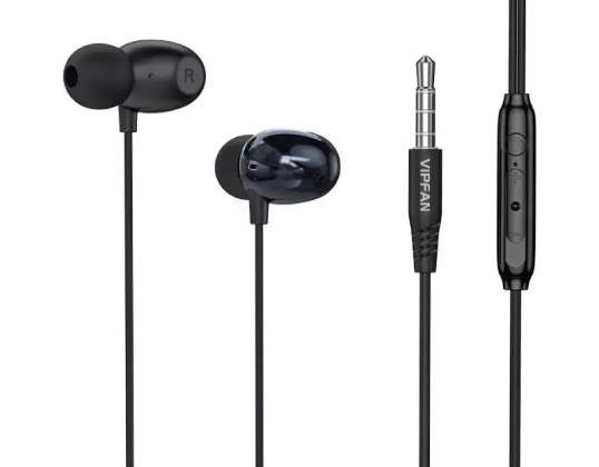 Vipfan M10 in-ear wired headphones, 3.5mm jack (black)