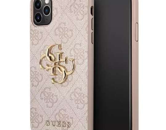 Guess GUHCN584GMGPI iPhone 11 Pro Roze / Roze hardcase 4G Big Metal Lo