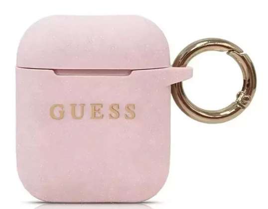 "Guess Vencer" apsauginis dėklas, skirtas "AirPods", dangtelis šviesiai rožinis / p