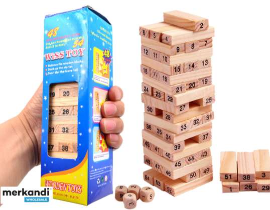 Wooden Wobbling Tower Game 54pcs
