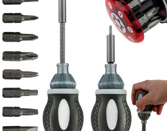 8-in-1 Multi-Function Screwdriver with Ergonomic Non-Slip Handle and Magnetic Tips