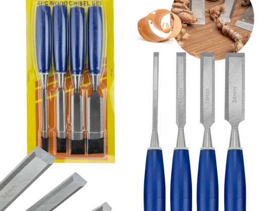 Premium Carpenter&#039;s Chisels Set of 4 - Precision Woodworking Tools for Professionals