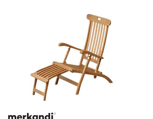 TEAK SUN LOUNGER WITH ARMS - WOODEN SUNBED MADE OF SOLID WOOD TEAK -S5