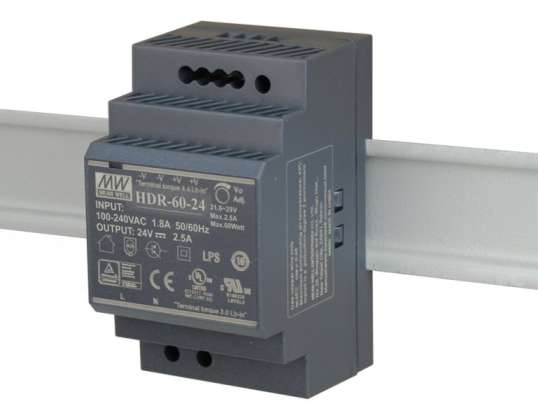 D-Link 60W 24VDC Ultra Slim DIN-skinne PSU DIS-H60-24