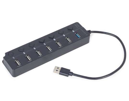 Gembird USB hub (1 x USB 3.1 + 6 x USB 2.0), čierny - UHB-U3P1U2P6P-01