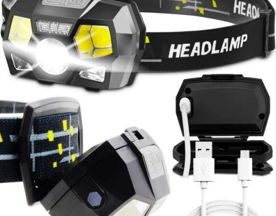 Stirnlampe Wasserdichte Stirnlampe mit Bewegungssensor 1200 lm Leistungsstark USB GHJ-010X