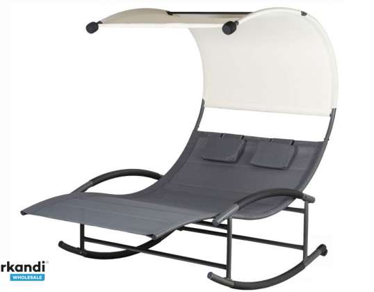 SUN LOUNGER GARDEN LOUNGER WITH SWING ROOF 2-SEATER ROCKING CHAIR