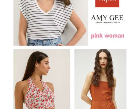 Stock moteriškų drabužių vasaros mišinio prekės ženklai: Tissaia, Pink, Koton, Amy Gee...