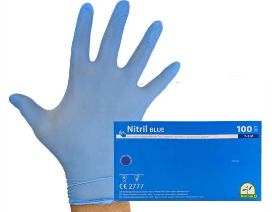 Guantes desechables de nitrilo 200 tamaño de paquete M azul / consumir preferentemente antes de: agosto de 2023