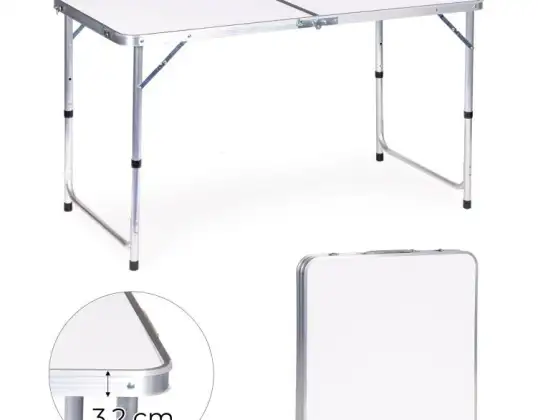 TABLE DE CAMPING PLIANTE BLANCHE durable et réglable pour les activités de plein air