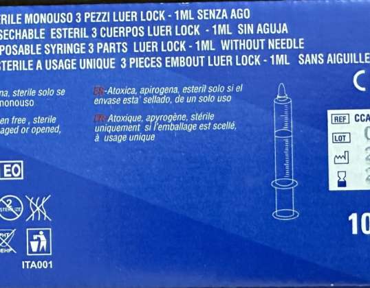 Siringhe monouso Caress Luer Lock da 1 ml di alta qualità - Fornitura medica sterile con lunga durata di conservazione