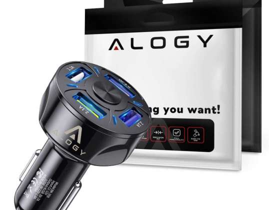 Alogy Fast Car Charger for Car 4x USB QC 3.0 2.1A Black