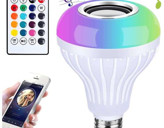 Fargerik lyspære 12 farger LED RGB Bluetooth høyttaler fjernkontroll