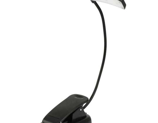 Şarj edilebilir pilli okuma klipsli Alogy LED masa lambası Siyah