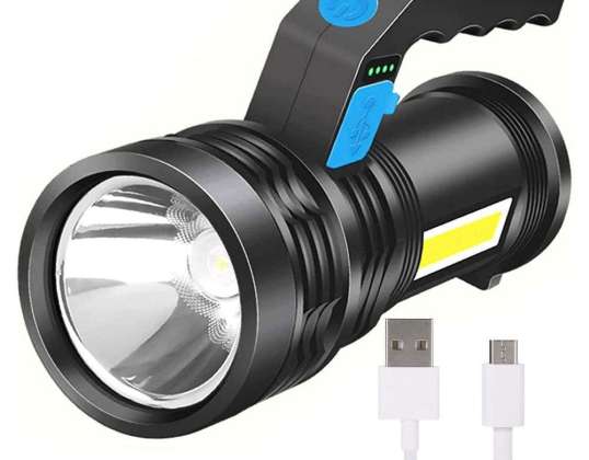 COB Taktická LED baterka Alogy Searchlight Spotlight 2v1 s boc svetlom