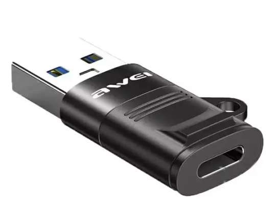 Adapter AWEI CL 13 USB C/USB A svart/svart