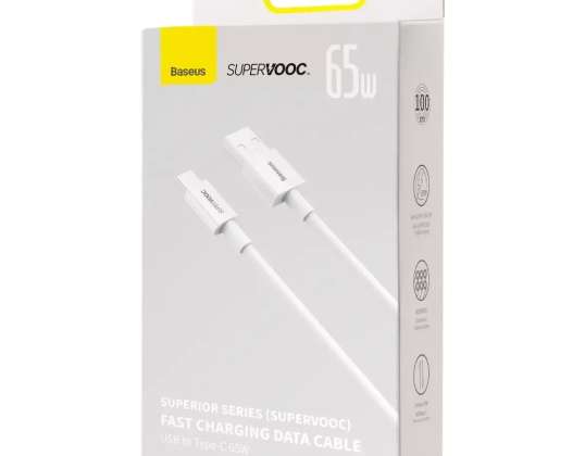 Baseus Superior Series kabel SUPERVOOC USB A til USB C 65W 1m hvid