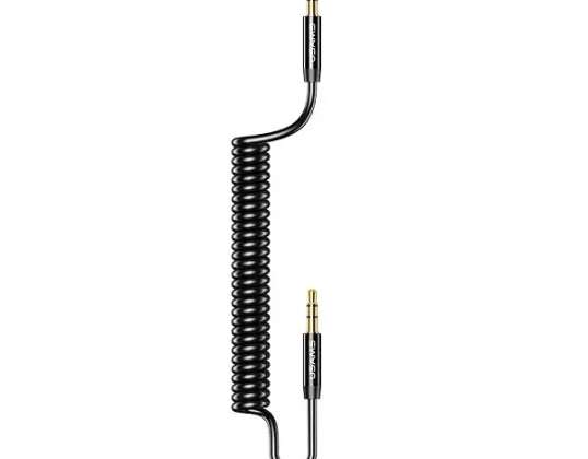 USAMS adaptér pružinový audio jack 3 5mm 3 5mm 1 2m černá / černá SJ256YP