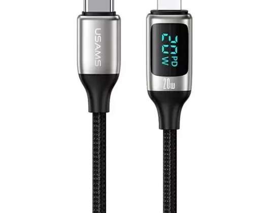 USAMS gevlochten kabel U78 USB C naar Lightning LED 1.2m 20W PD Fast Charg