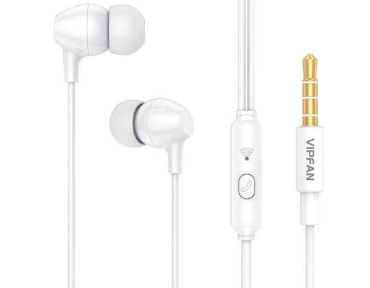Langalliset in-ear-kuulokkeet Vipfan M16 liitäntä 3.5mm 1m valkoinen