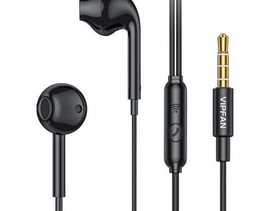 Vipfan M15 jakı 3,5 mm kablolu kulak içi kulaklıklar 1m siyah