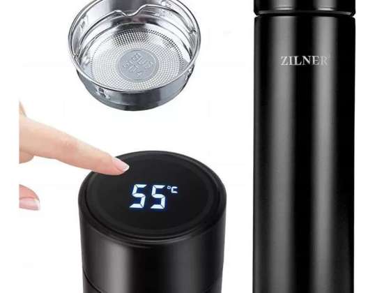 Thermal mug Vacuum flask Smart LED bottle ZILNER Water bottle 500ml Black