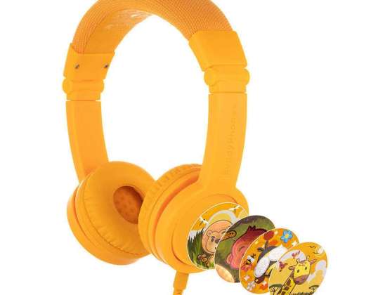 BuddyPhones Explore Plus wired headphones for kids yellow