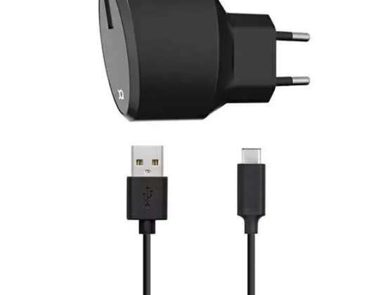 Xqisit Wall charger EU USB C 2.4A black/black 32018
