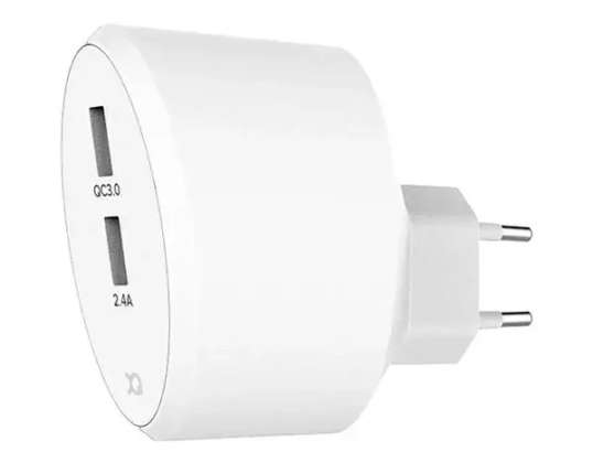 Xqisit Wall charger 2xUSB QC 3.0 white/white 31540
