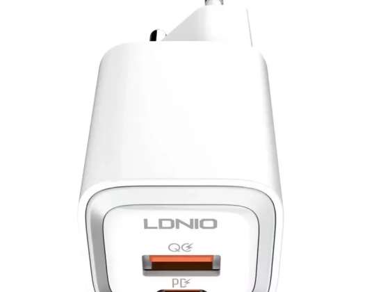 Зарядний пристрій змінного струму LDNIO A2318C USB C 20 Вт кабель Lightning
