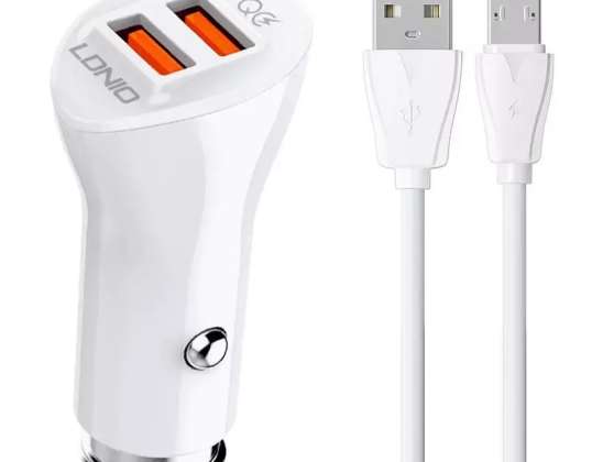 Car charger LDNIO C511Q 2USB cable MicroUSB