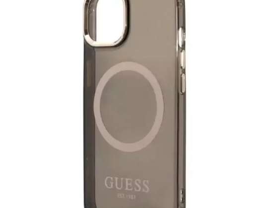 Guess Case GUHMP13MHTCMK for iPhone 13 6 1" hard case Gold Outline Tran