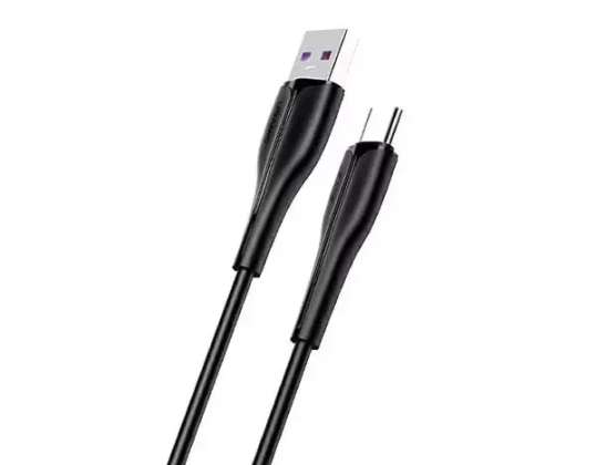 USAMS кабел U38 USB C 5A бързо зареждане за OPPO / HUAWEI 1m черен