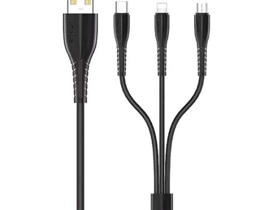 USAMS kabel U35 3v1 1m 2A rychlé nabíjení černé