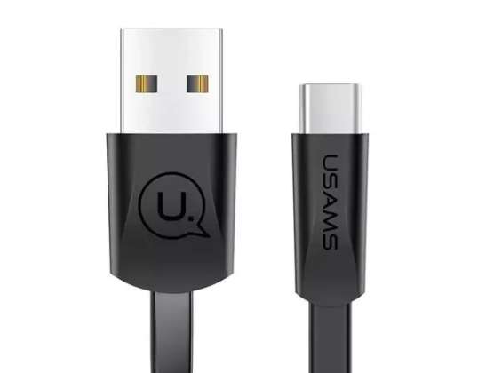 USAMS fladt kabel U2 USB C 1 2m sort