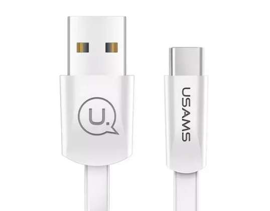 USAMS plochý kabel U2 USB C 1 2m bílý