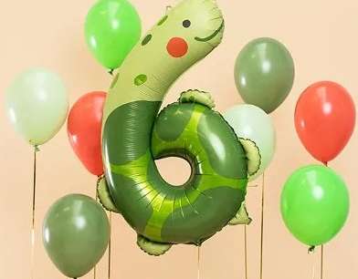 Folyo balon doğum günü numarası &quot;6&quot; Kaplumbağa 57x86 cm