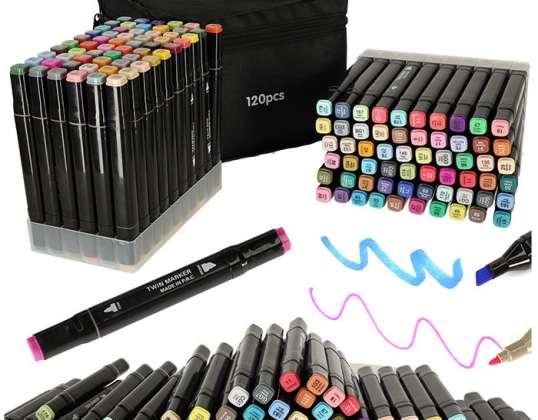 Double-sided alcohol markers in a case, 120 cm, base